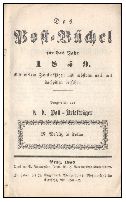 1859, úvodní list poštovní knížky polenského listonoše Veselého