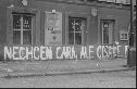 1968, nápis po 21. srpnu na zdi domu U Slovana