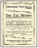 1919, reklama na film Případ Hilsner z časopisu Der Filmbote